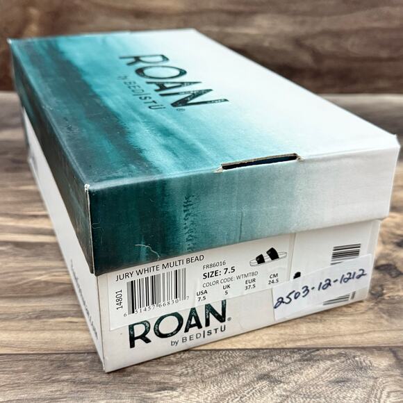 NIB Roan Bed Stu 7.5 Jury White Multi Beaded Slide Sandals Boho - Picture 12 of 12